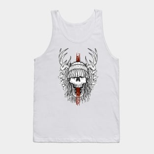 black tshirt Heilung shaman skull with white background Tank Top